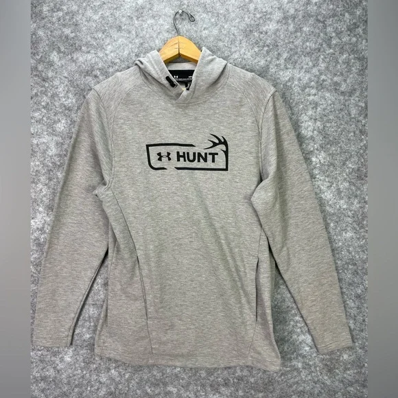 Under Armour Hoodie Mens Medium Gray Hunting Loose Fit Performance Pullover - Picture 1 of 10